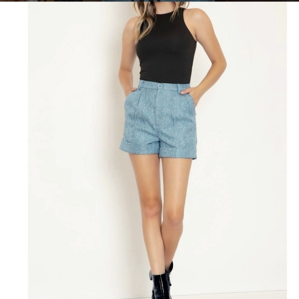 Blackmilk tweed limited shorts blue